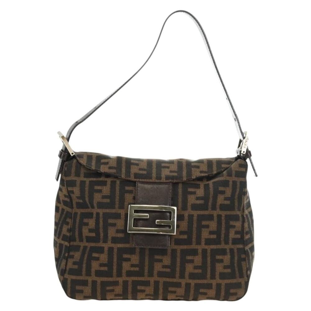 Fendi Zucca Mamma Baguette Shoulder Bag Black